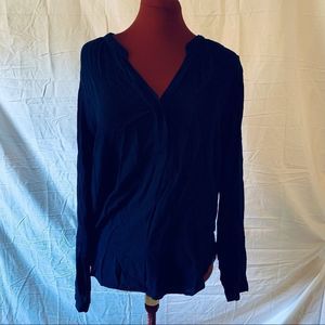 Dark Blue Long-Sleeved Blouse